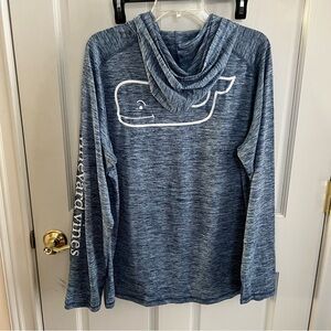 Mens VINEYARD VINES Performance Hooded Shirt Size Large Blue Space Dye